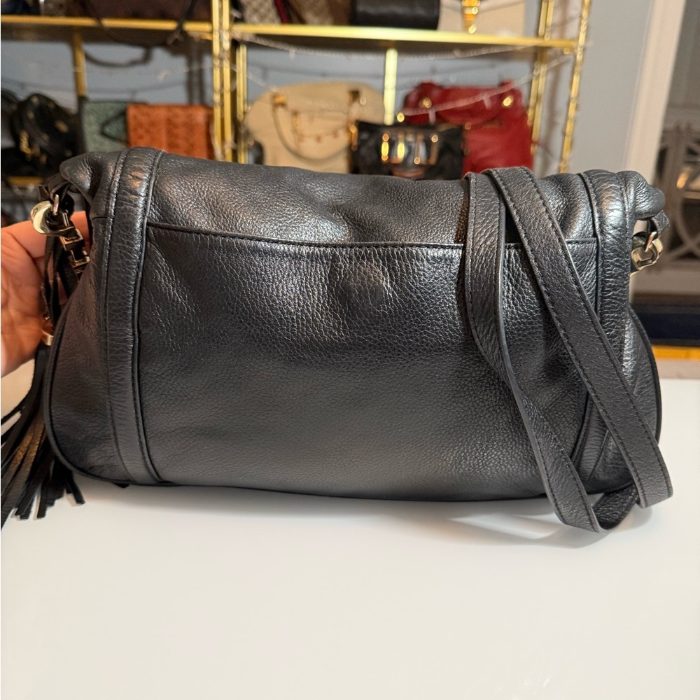 Tory Burch Amanda Black Foldover Messenger/Crossbody Bag. - Picture 6 of 13